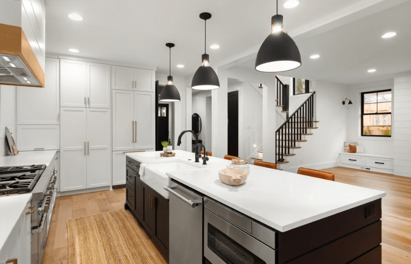 Kitchen renovation with black and white color